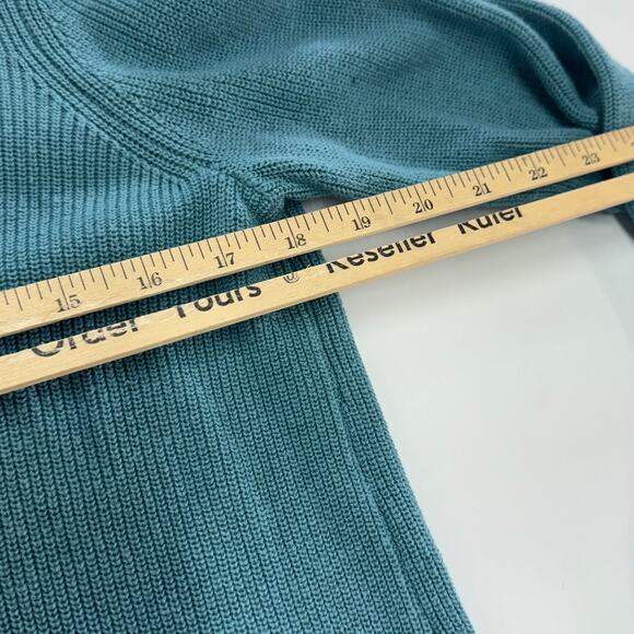 J.Jill Sweater Womens Small Blue Green Ribbed Knit V Neck Cotton - Picture 9 of 9